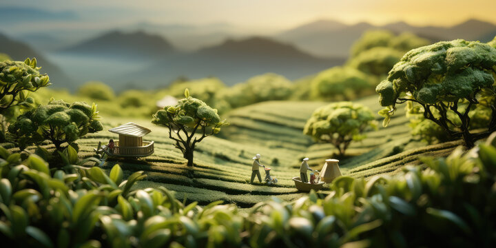 Tea Mountain Tea Picking Miniature People..
