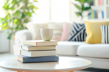 Fototapeta na wymiar Books on a coffee table in a modern interior