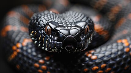 Fototapeta premium Close-up of a black and shiny python