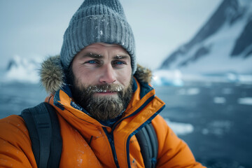 Sailor outerwear on background of north sea in port