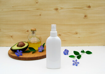 White cosmetic spray bottle mockup.