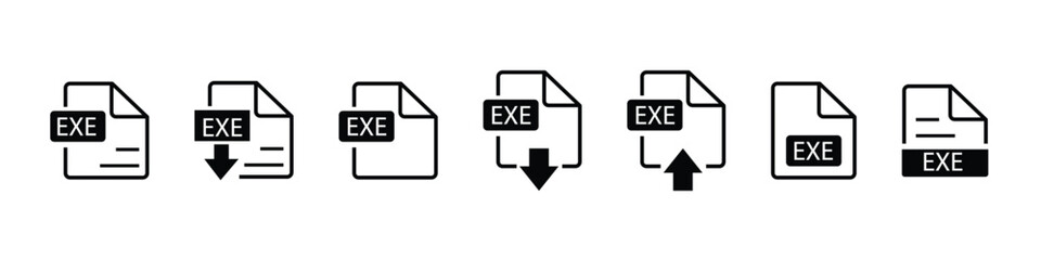 File format extensions icon set in line style. Document file type format simple black style symbol sign for apps and website, vector illustration.