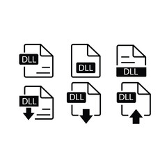 File format extensions icon set in line style. Document file type format simple black style symbol sign for apps and website, vector illustration.