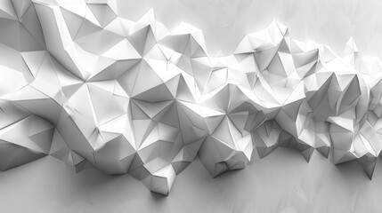 Mesh of three dimensional white triangles geometrical background wallpaper