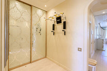 standard room interior apartment. room doors, renovation corridor lobby entrance hall