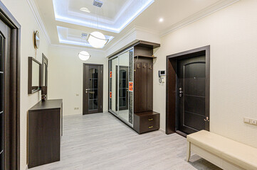 standard room interior apartment. room doors, renovation corridor lobby entrance hall