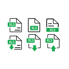 XLS file format icon set in line style. Format information, Document text, Xls file download, Text document type simple black style symbol sign for apps and website