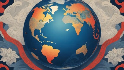 World map with globe