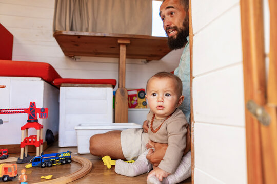Van life family with homemade and play area