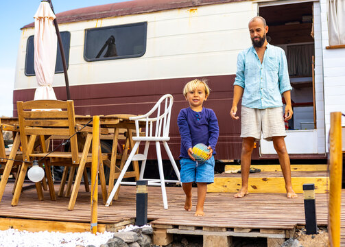 Nomadic family lifestyle with custom van home