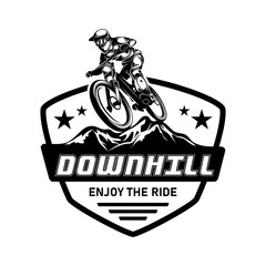 Extreme downhill mountain bike logo design black white