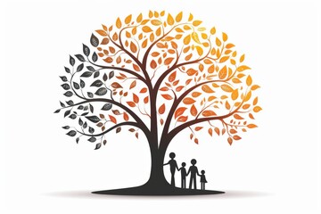 An icon of a tree with branches representing different family structures and relationships. Illustration