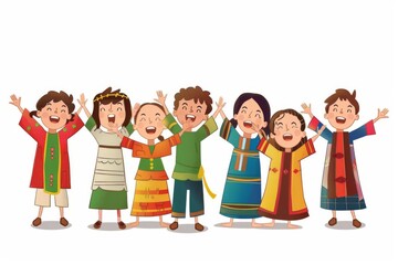 Illustration of children shouting praises to Jesus