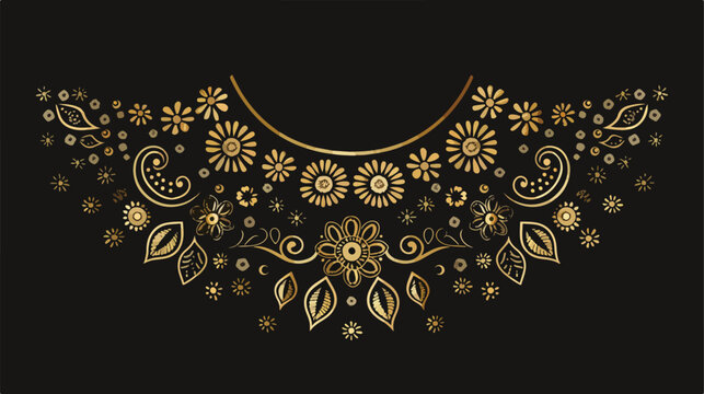 Gold ethnic neck design. Floral ethnic orientation tr