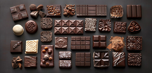 A symphony of chocolates in various shapes, sizes, and flavors, pure indulgence.