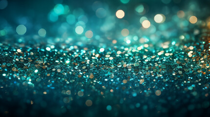 Sparkling Blue Crystal Background with Bokeh for Luxurious Design