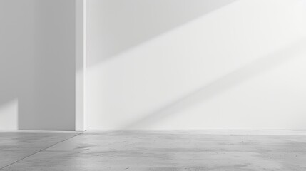 White empty room with shadow on the wall. - obrazy, fototapety, plakaty