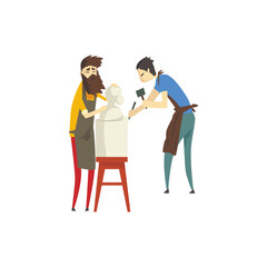 vector pose of a world art day painting artist painting