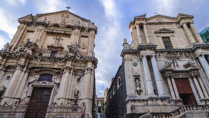Churches of St Benedict and St Francis Borgia in Catania city, Sicily Island, Italy