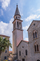 Fototapeta na wymiar Cathedral of St John the Baptist on Old Town, historic part of Budva, Montenegro