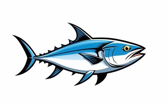 recommend clip art: Vibrant cartoon blue and white tuna fish illustration with bold outlines