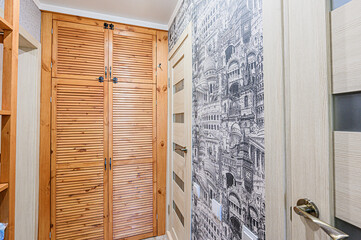 standard room interior apartment. room doors, renovation corridor lobby entrance hall
