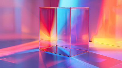 Vibrant Neon Prism on a Holographic Background - obrazy, fototapety, plakaty