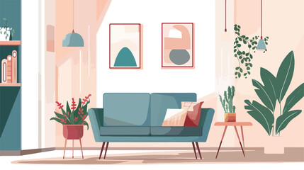 Interior of the living room. Flat vector isolated on