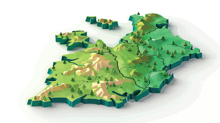 Ireland map 3D icon vector illustration. Flat vector