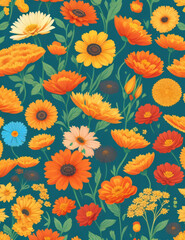 Seamless patterns of field blooms