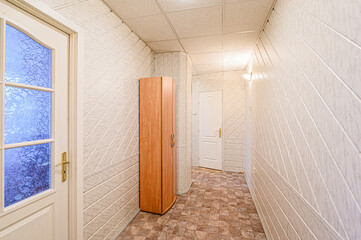 standard room interior apartment. room doors, renovation corridor lobby entrance hall