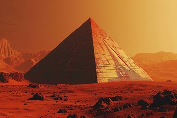 Extraterrestrial Alien stone pyramid. Ancient construction. Generate Ai