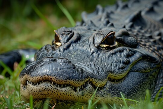 Powerful Alligator head. Tropical reptile wild. Generate Ai