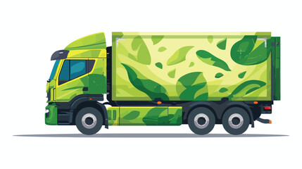 Modern Green Bio Energy Truck Illustration In isolated