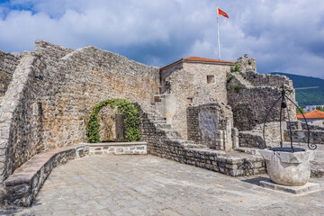 Inside the historic citadel on Old Town of Budva town, Montenegro