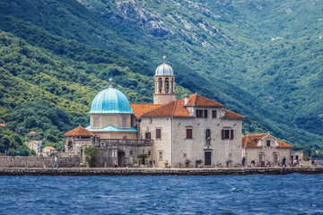 Church on Our Lady of the Rocks islet near Perast town, Montenegro
