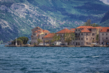 Fototapeta na wymiar Buildings in Prcanj town near Kotor city, Montenegro