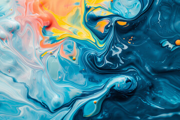 Beautiful abstraction of liquid paints in slow blending 