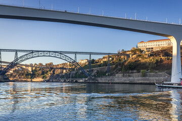 Railway bridge of St John over Douro River between Porto and Vila Nova de Gaia city, Portugal
