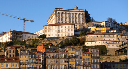 Fototapeta premium View from river on Ribeira area of Porto city, Portugal