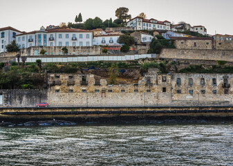 Buildings over Douro River in Vila Nova de Gaia city, Portugal
