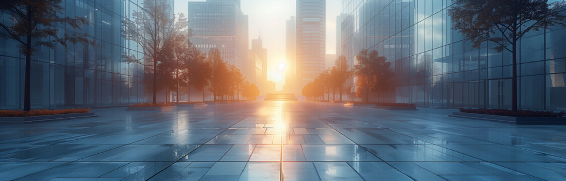 The backdrop is view of modern city with clear blue sky background