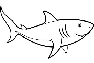shark cartoon isolated on white & a-shark-vector-illustration