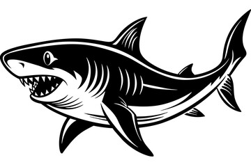 shark cartoon isolated on white & a-shark-vector-illustration