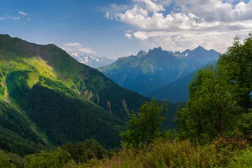 Fotobehang Beautiful Idyllic summer landscape in the caucasus mountains © soso
