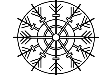 black and white compass & vegvisir-vector-illustration 