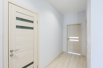 standard room interior apartment. room doors, renovation corridor lobby entrance hall