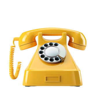 3d old classic telephone isolated on transparent background