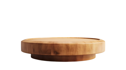 Wooden podium empty for product display isolated on transparent background
