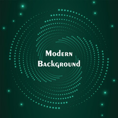 Green modern background with shining particles